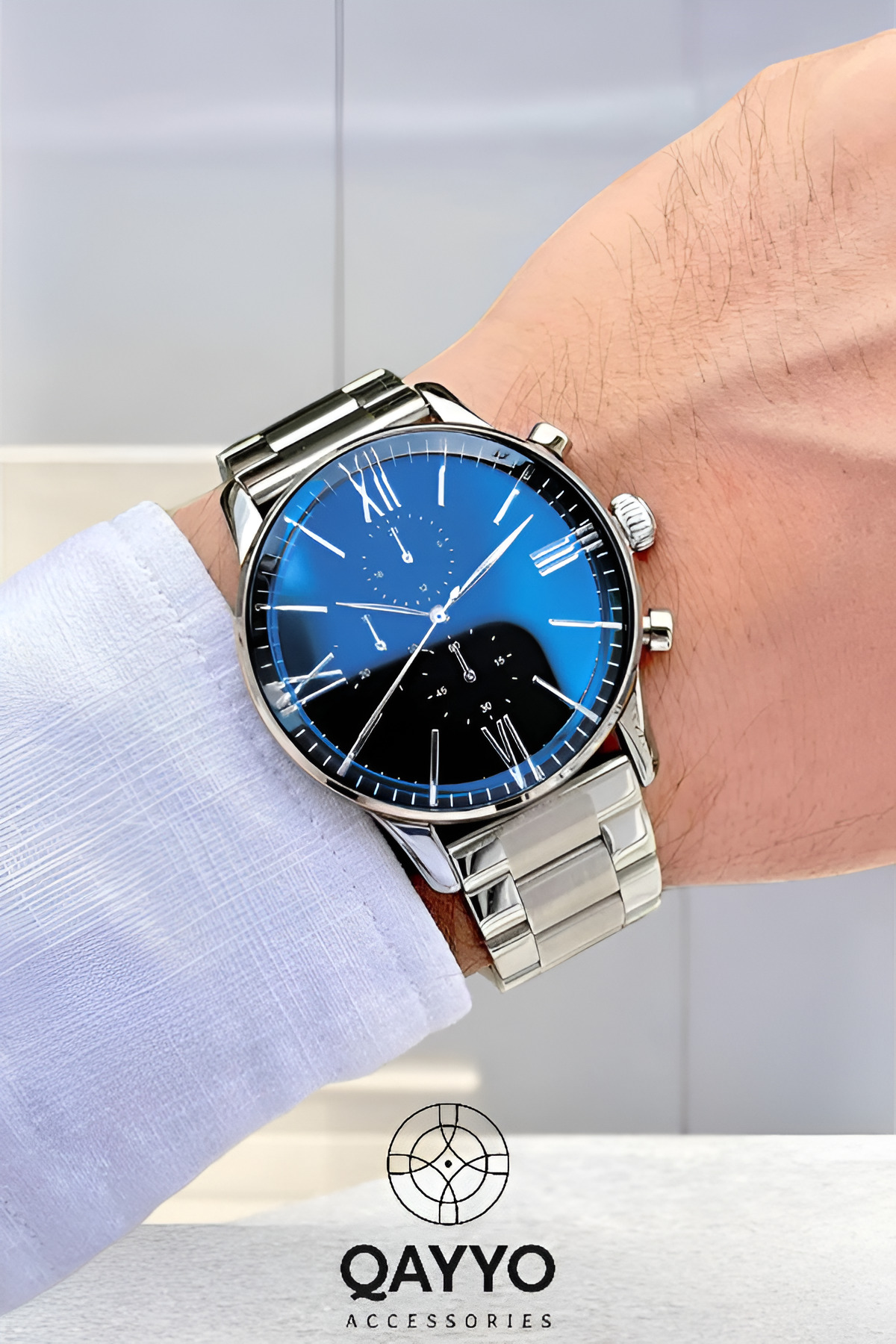 Roma Rakamlı Çelik Kordon Kadran Mineral Cam Erkek Kol Saati