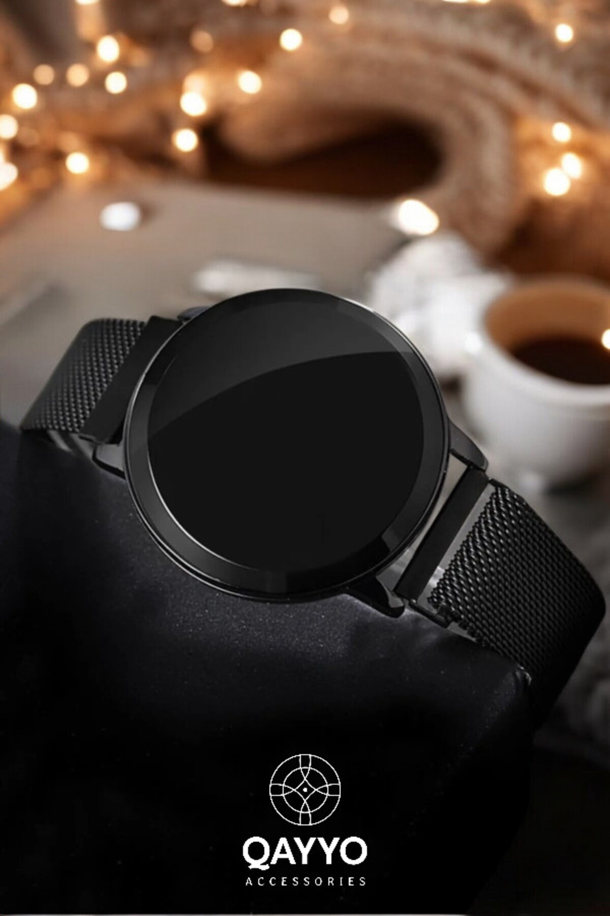 Dokunmatik Dijital Hasır Unisex Mıknatıs Siyah Kordonlu Kol Saati