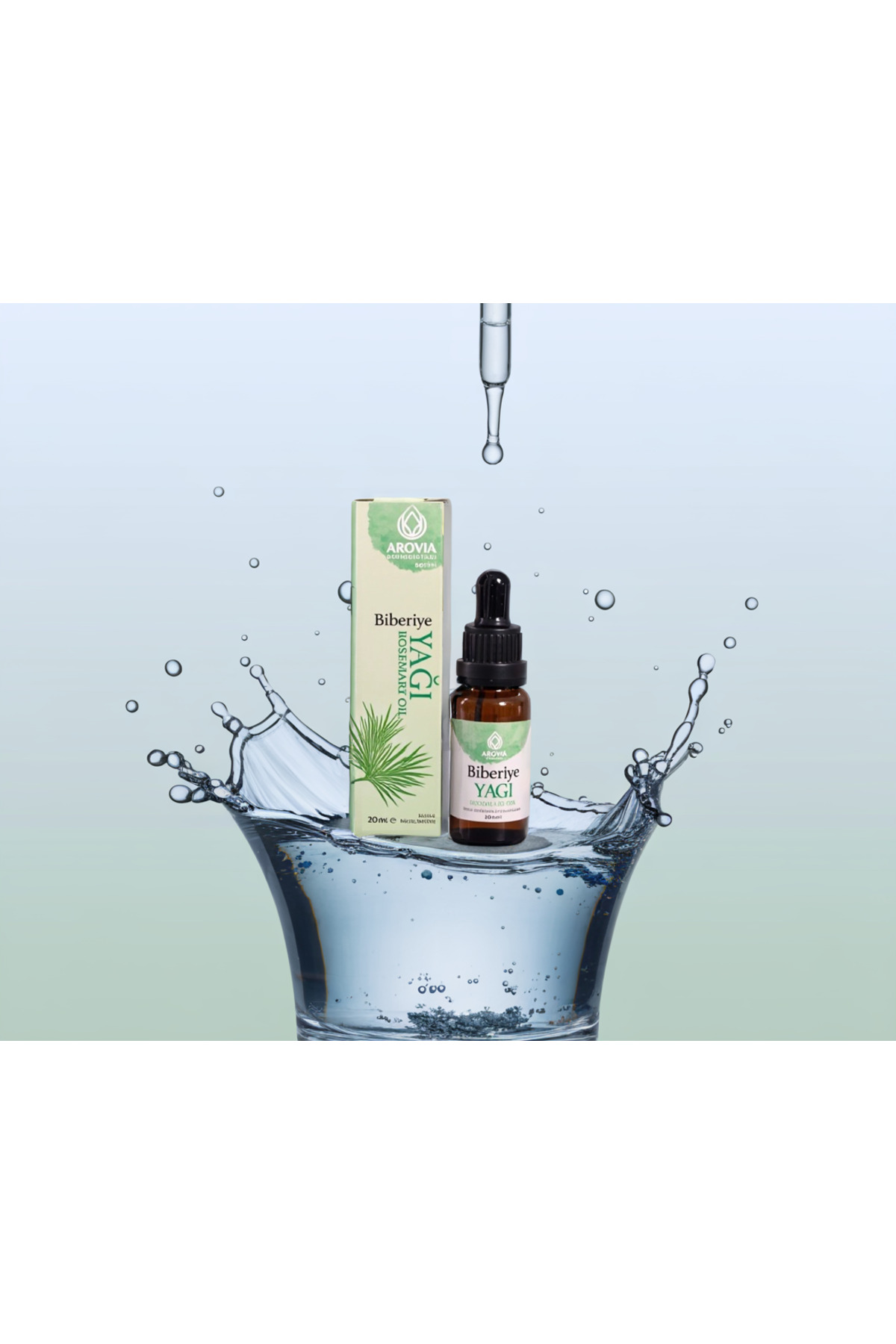 Doğal Biberiye Yağı Damlalıklı Cam Şişede 20ml Biberiye Yağı