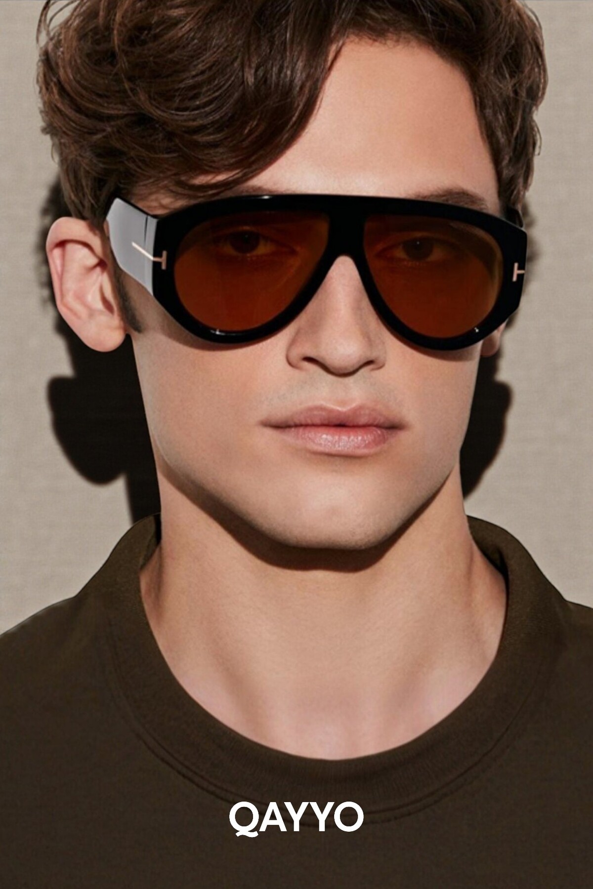 Bronson Ford Unisex Siyah Lüx Metal Aksamlı Turuncu Cam Güneş Gözlüğü