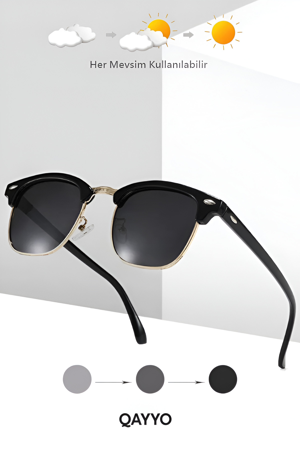 Clubmaster Unisex Siyah Uv400 Cam Ce Belgeli Güneş Gözlüğü