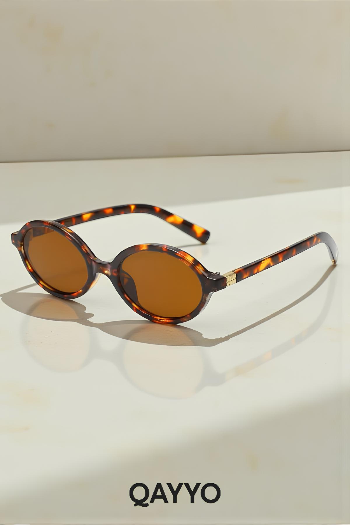 Miuz Unisex Leopar Çerçeveli Oval Uv400 Güneş Gözlüğü