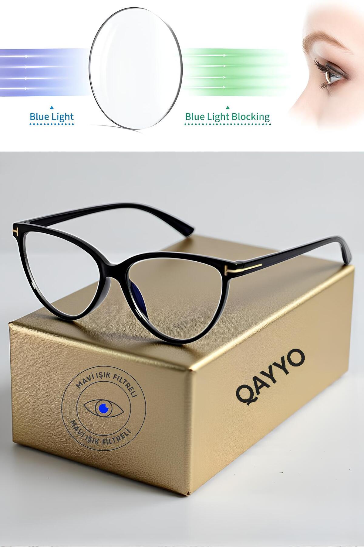 Verona Siyah Çerçeve Cat Eye Çerçeve Popüler Şeffaf Ekran Gözlüğü