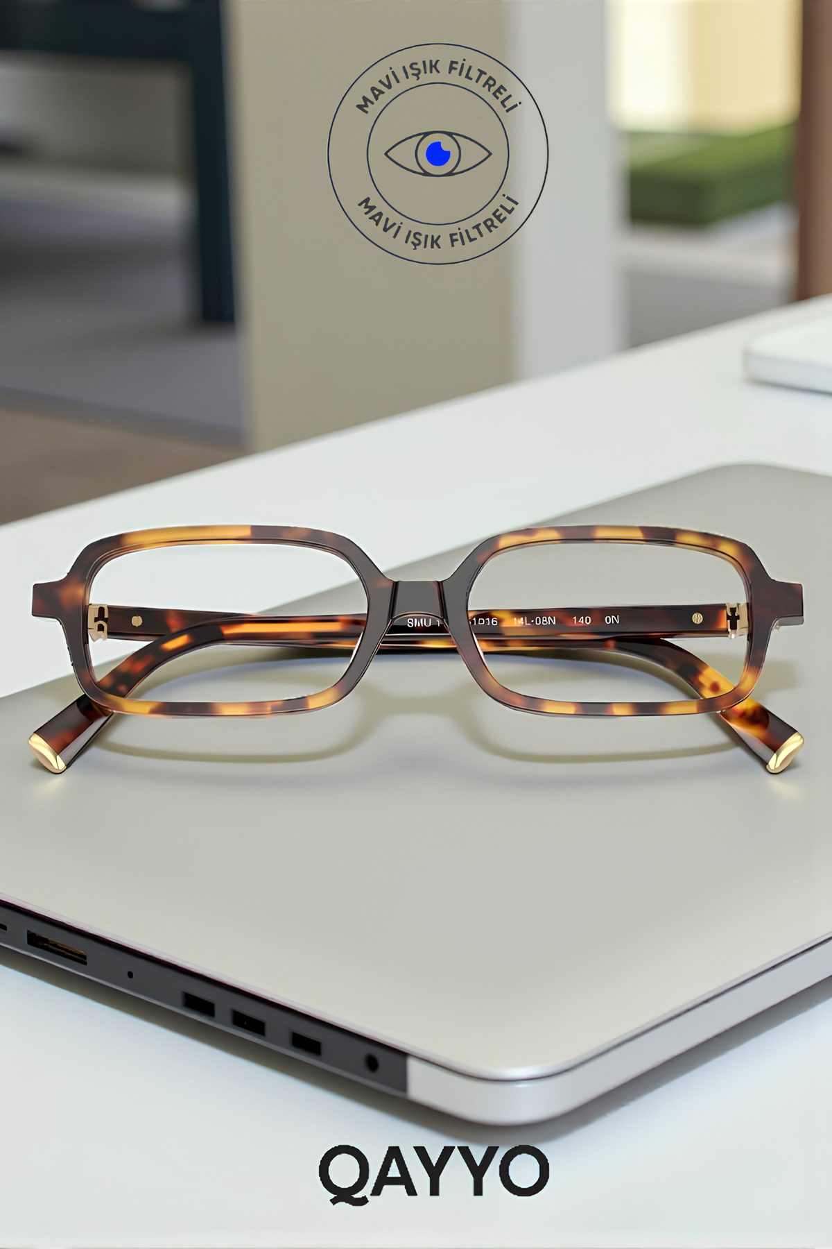 Miul Kare Dikdörtgen Şeffaf Ekran Gözlüğü Unisex Leopar İnce Çerçeve Mavi Işık Koruma Gözlük