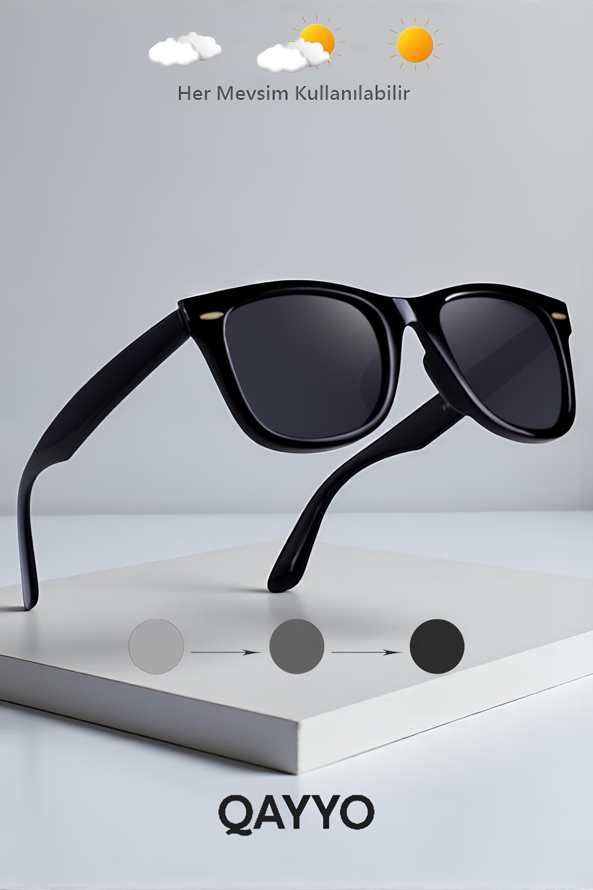 Wayfer Unisex Çapraz Kesim Parlak Klasik Siyah Kare Lüx Güneş Gözlüğü