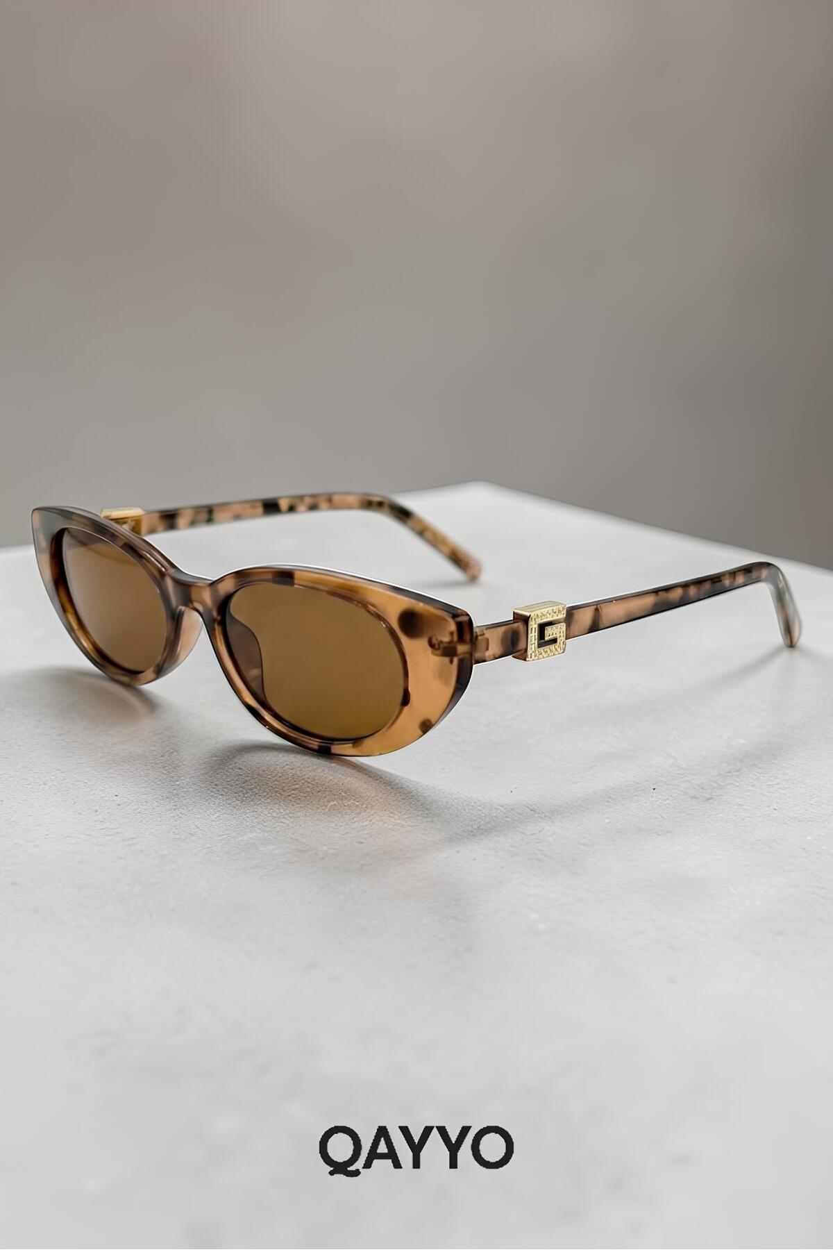 Gucc Slim Leopar Kahverengi Uv400 Korumalı Ultra Hafif Kadın Güneş Gözlüğü