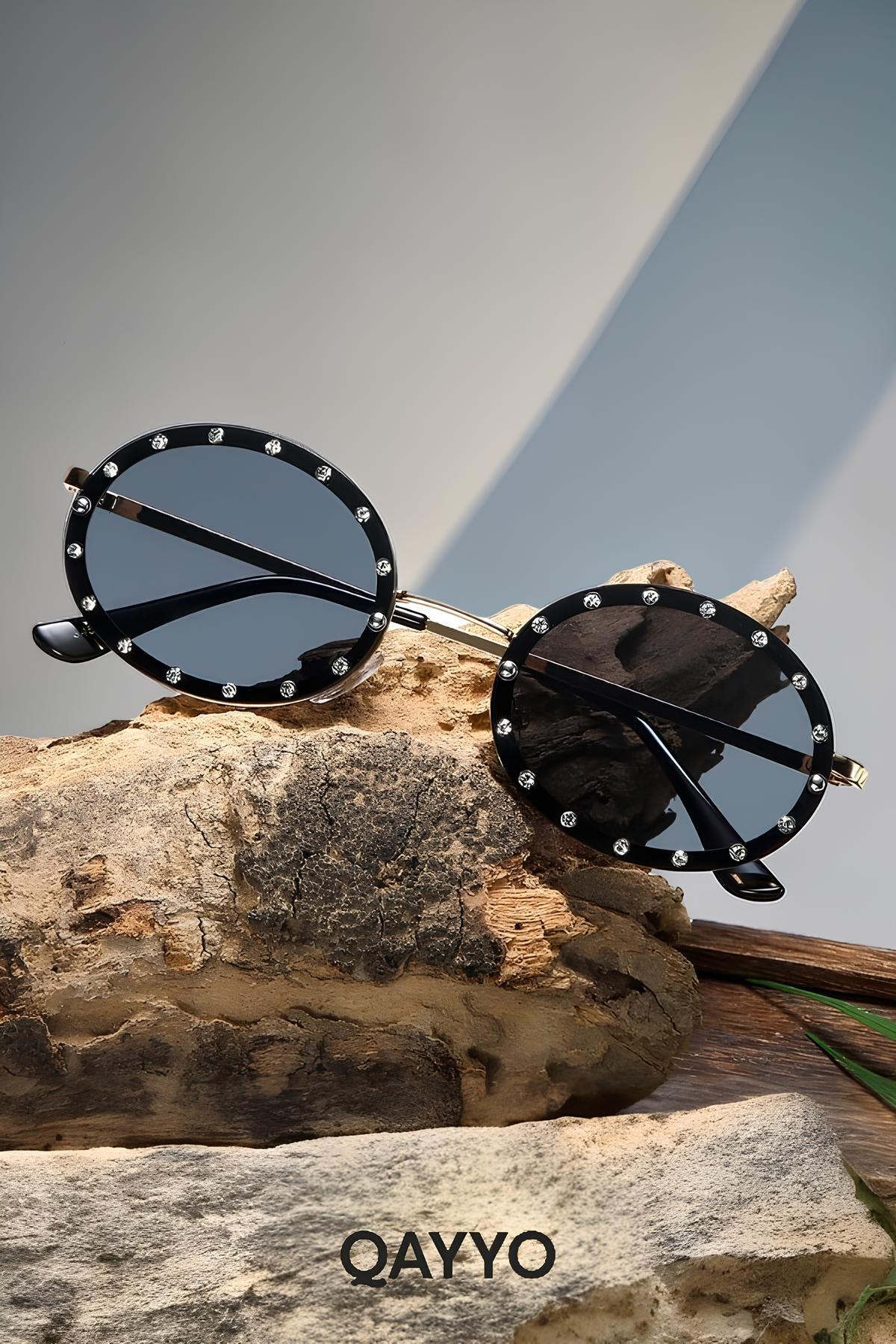 Sepia Taşlı Oval Siyah Güneş Gözlüğü 2026 MODEL Uv400 Kadın Tasarım Güneş Gözlüğü