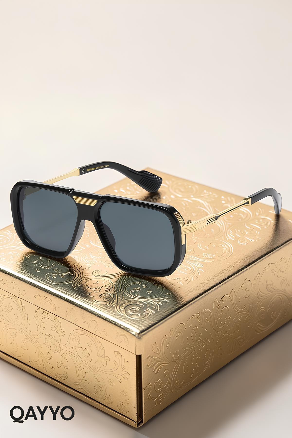 Guus Siyah Uv400 Korumalı Gold Detaylı Ultra Hafif Unisex Güneş Gözlüğü