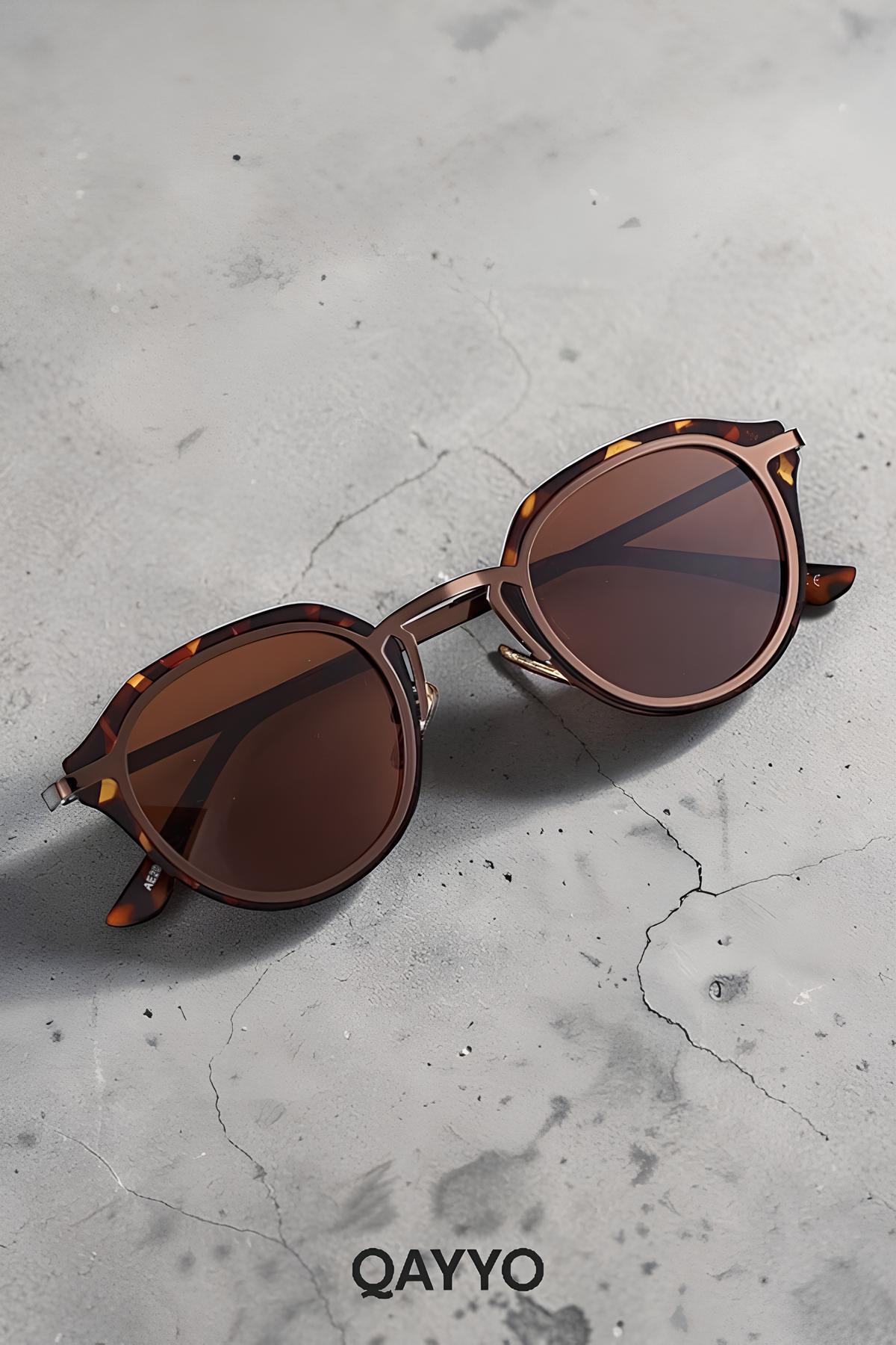 Firoz Leopar Kahverengi Metal Uv400 Korumalı Ultra Hafif Kadın Güneş Gözlüğü