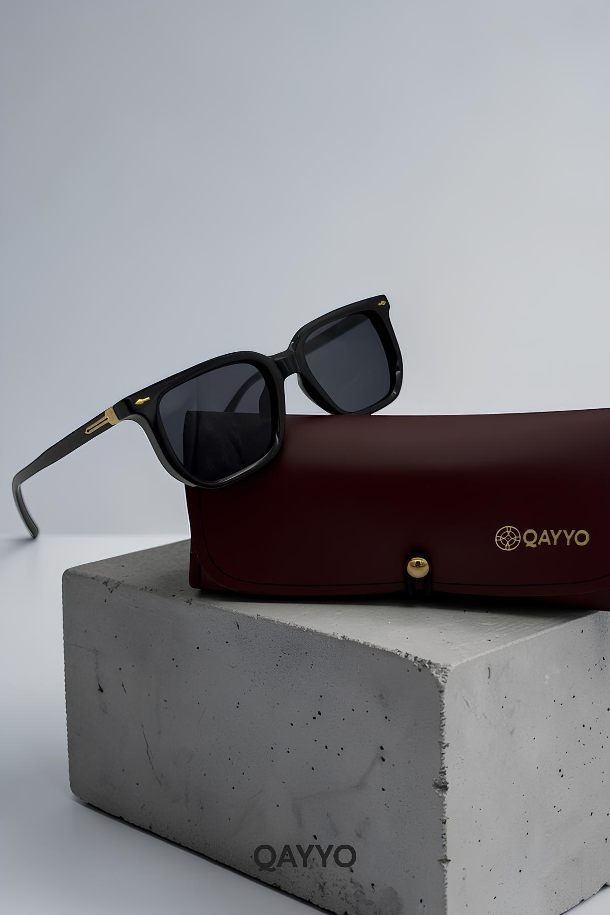 Jack Metal Kare Siyah Altın Çerceve Unisex Uv400 Güneş Gözlüğü