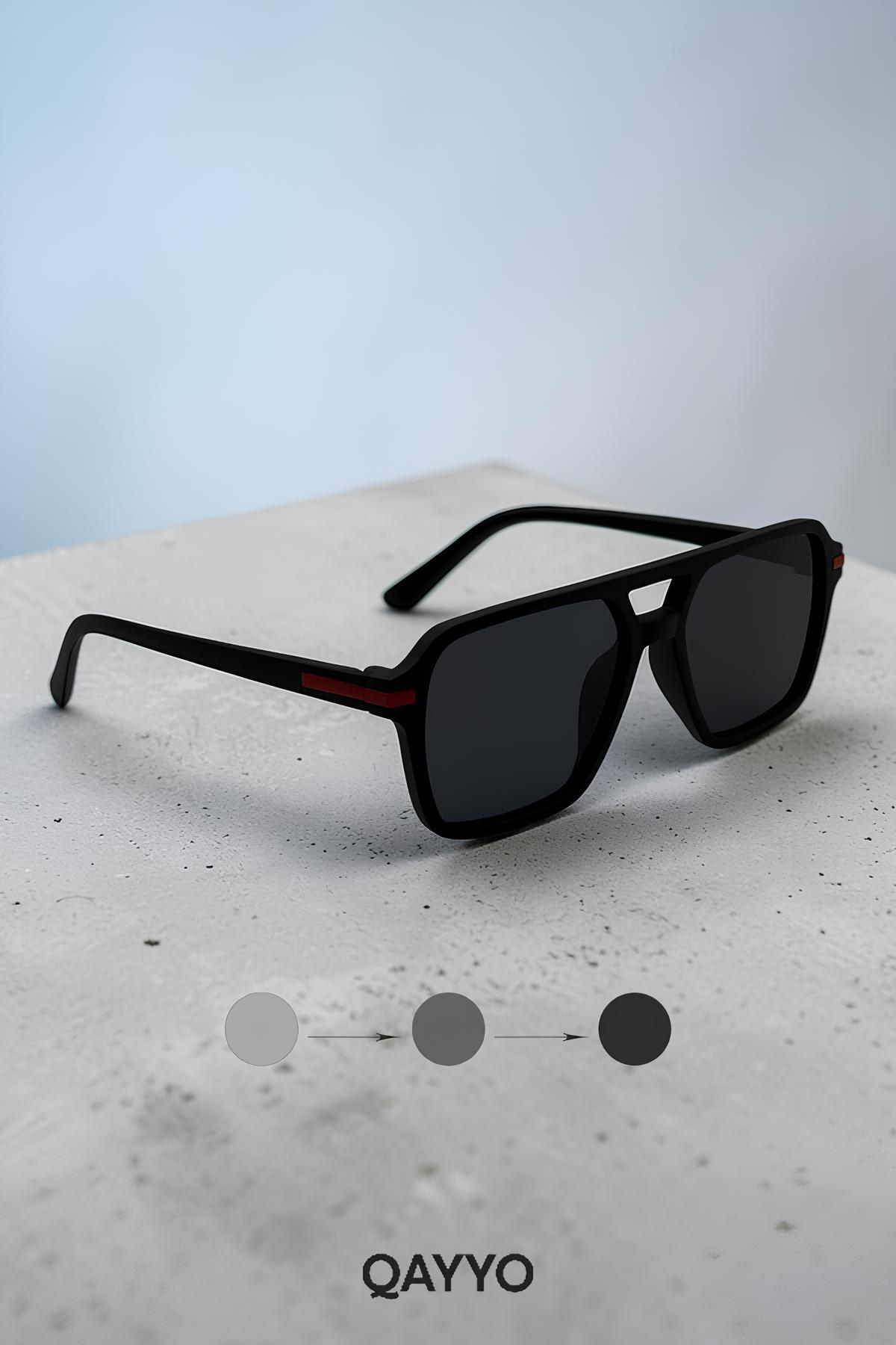 Cleo Siyah Dikdörtgen Mat Unisex Uv400 Güneş Gözlüğü