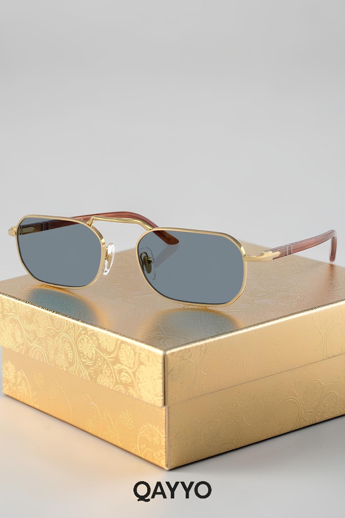 Eşref Metal Kare Siyah Altın Çerceve Unisex Uv400 Güneş Gözlüğü